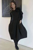 Oscar Remi Cocoon Dress Pin Stripe Black